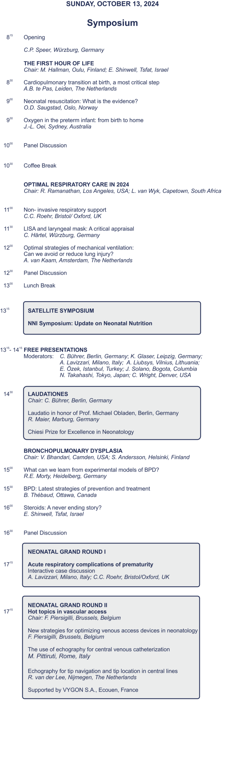PROGRAM 2024 SUNDAY RECENT ADVANCES IN NEONATAL MEDICINE 2024