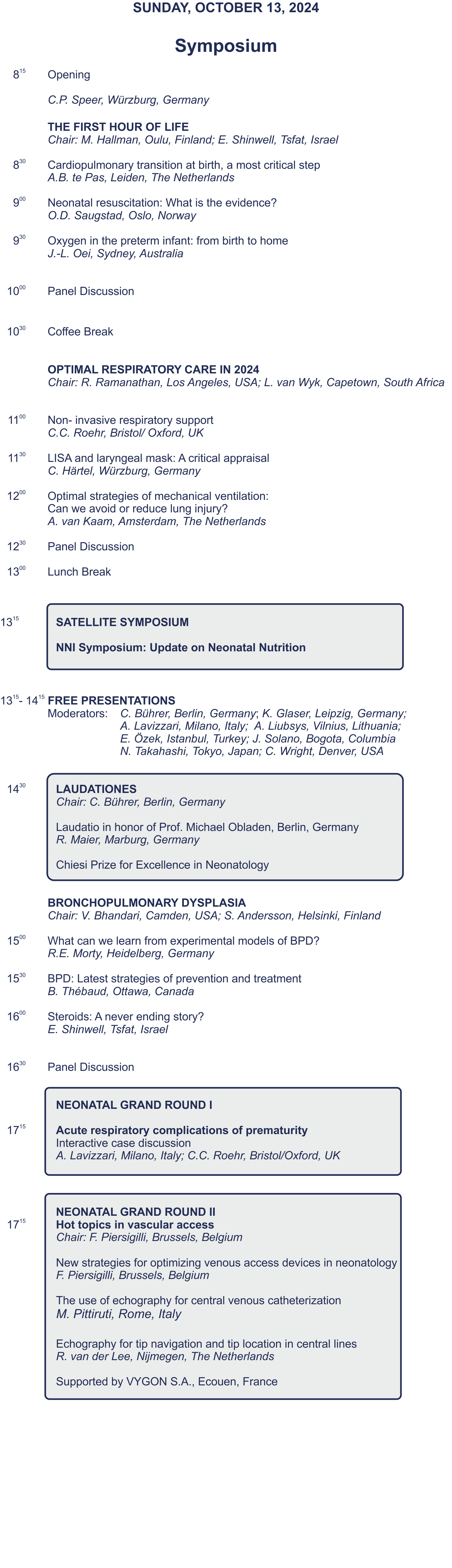 PROGRAM 2024 SUNDAY RECENT ADVANCES IN NEONATAL MEDICINE 2024