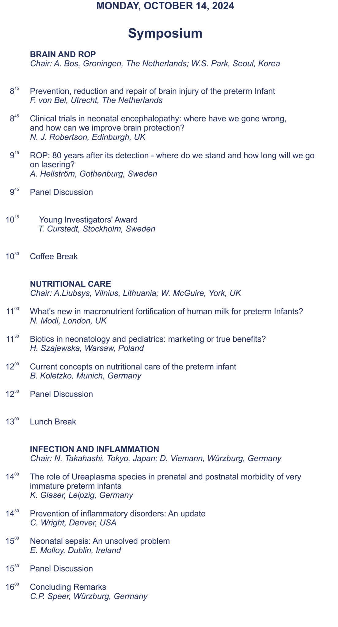 PROGRAM 2025 MONDAY RECENT ADVANCES IN NEONATAL MEDICINE 2025