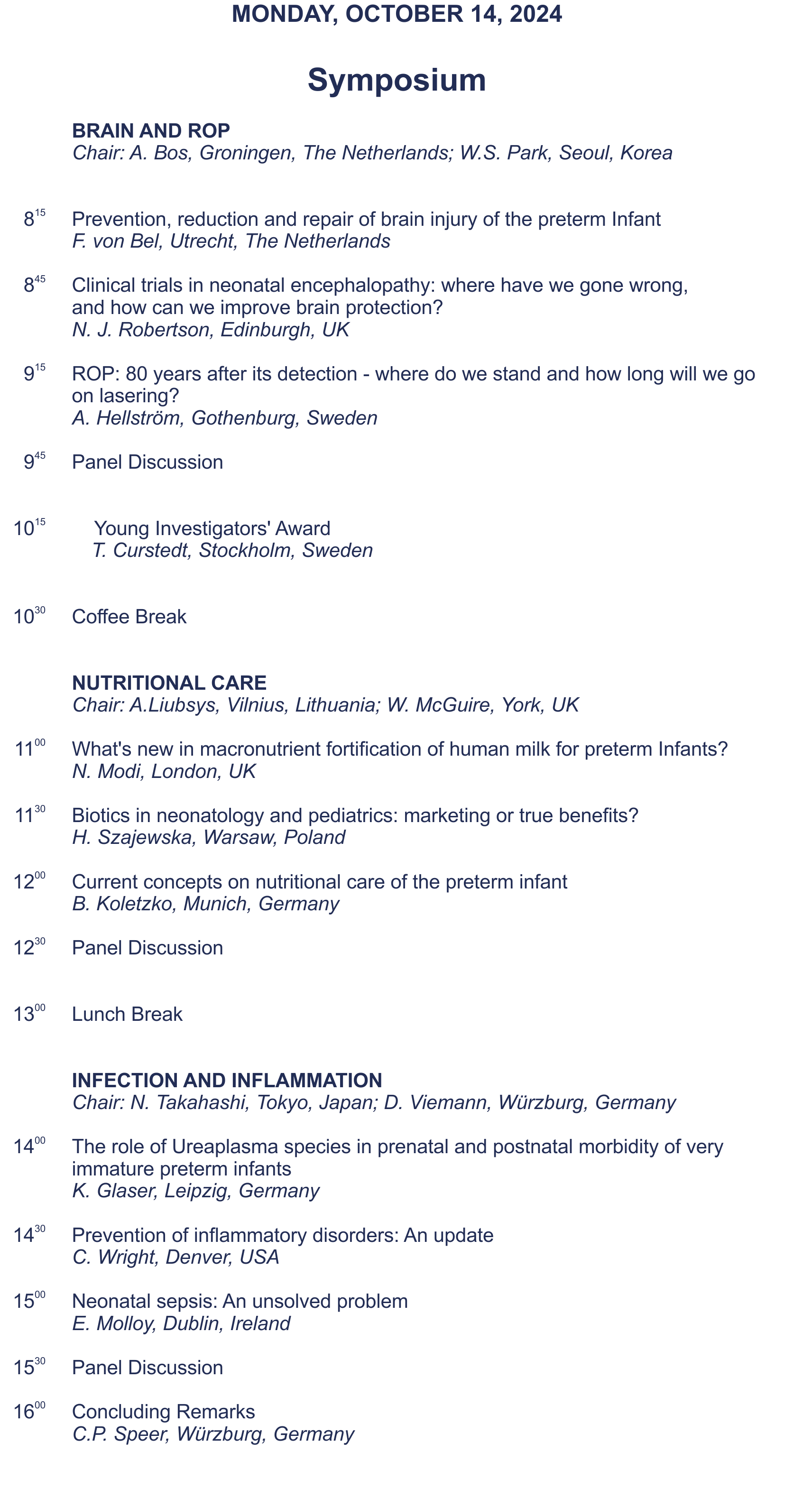PROGRAM 2024 MONDAY RECENT ADVANCES IN NEONATAL MEDICINE 2024